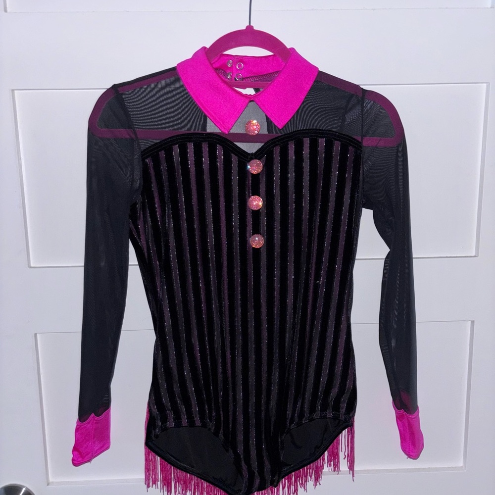 Black and Pink Striped Long Sleeve Bodysuit